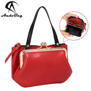 Monedero AndoBag para Mujer, Bolso de Mano de Cuero Vacuno Genuino, Cartera Vintage con Cierre de Beso, Bolsa de Almacenamiento de Gran Capacidad 1478 - Product Image 1
