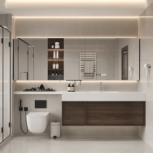 Modern Minimalist Floor Standing Solid Wood Bathroom Cabinet Combo Toilet Extended Vanity Sintered Stone Wash Basin - Product Image 5