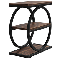 Table d'appoint en fer forgé de style américain, en bois massif, nouvelle table d'appoint pour canapé, table basse, table d'appoint de rangement pour salon