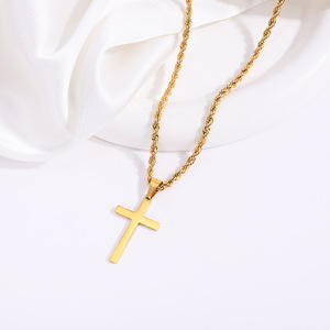 18K Goud Roestvrij Staal Ketting Goud Twist Ketting <span class=keywords><strong>Crucifix</strong></span> Ketting Titanium Staal Mode Met Mannen En Vrouwen Hanger Ketting - Product Image 3