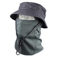 Ensemble masque camouflage tactique Benny Hat Protection solaire pour l'extérieur Chapeau rond à bords courts Chapeau de pêcheur à bords courts
