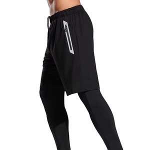 Ensemble de leggings de sport décontractés pour hommes, en toile non tissée, séchage rapide, respirant, avec cordon de serrage, shorts courts, service OEM - Product Image 1