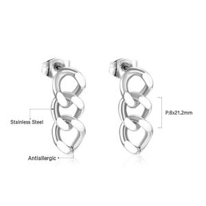 Pendientes de Cadena Gruesa Minimalistas Hipoalergénicos de Acero Inoxidable con Baño de Oro de 18K Sin Níquel para Mujer - Product Image 3