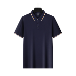 Tùy Chỉnh Hiệu Suất 2 Nút Màu Khối Phù Hợp Bình Thường Chia Hem Polo Áo Sơ Mi Gân Cổ Áo Polo Áo Sơ Mi Nam - Product Image 2