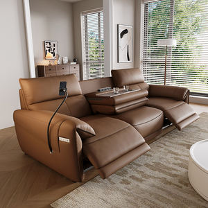 Canapé électrique de luxe italien en cuir véritable, inclinable et extensible, moderne, pièce maîtresse pour salon, avec chargement USB et structure métallique - Product Image 2