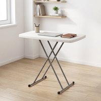 Table pliante blanche moderne, réglable sur 3 niveaux, légère, design en plastique durable, pour utilisation en extérieur