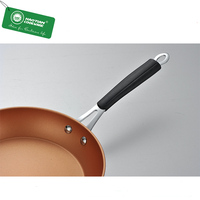 Ensemble de poêles à frire en aluminium forgé antiadhésif couleur cuivre avec couvercles en verre, poignées en silicone et acier inoxydable moderne, compatibles induction pour la cuisine domestique