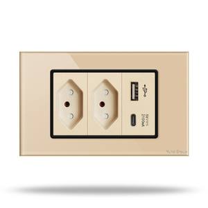 Prise murale USB standard brésilienne, panneau de prises électriques, type 118, prise murale 6 broches - Product Image 4
