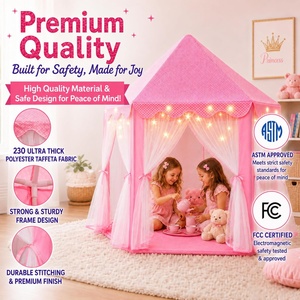 Casa de Juegos Grande y Encantadora de Color Rosa Bebé para Niños, Carpa de Juegos para Niños, Casa de Juegos Interior para Fiestas, Carpa de Castillo de Princesa para Niñas - Product Image 2