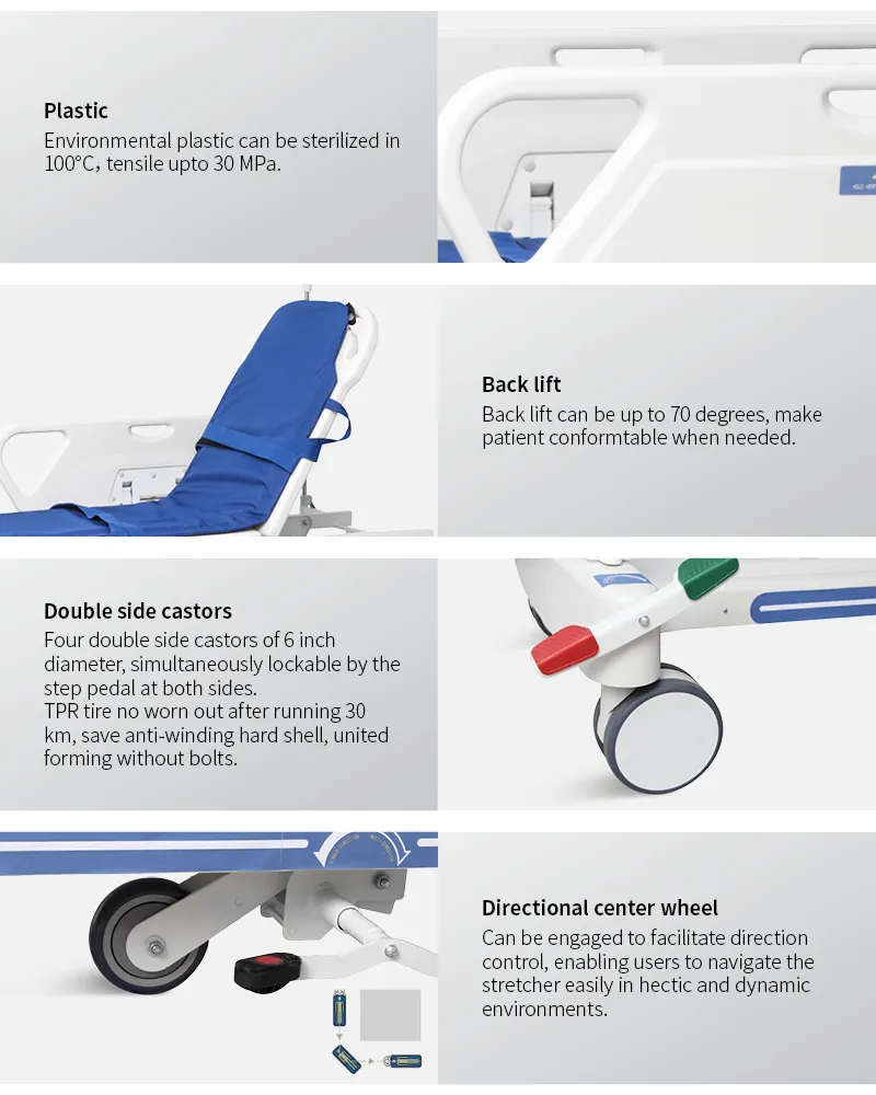 Hospital Emergency Transfer Trolley Clinical Manual Transfer Cart