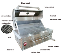 Barbecue à charbon de bois rotatif en acier inoxydable commercial pour le camping grillades à gaz portables fumeur
