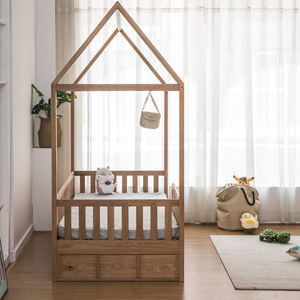 Cama litera infantil de madera con forma de casa de árbol y almacenamiento, fabricada en fábrica para dormitorio infantil - Product Image 5