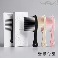 Peigne démêlant professionnel antistatique à dents larges avec logo personnalisé pour cheveux bouclés, épais et mouillés – Idéal pour le coiffage et l'entretien en salon