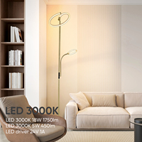 Lampadaire LED moderne de luxe doré avec base en métal style simple et abat-jour en tissu pour chambre à coucher ou salon d'hôtel