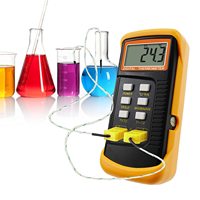 Medidor de Temperatura Digital de Doble Canal con Termopar Tipo K, Termómetro con Sonda, Sensor de Contacto Bimetálico, OEM IP43, 1 Año de Garantía