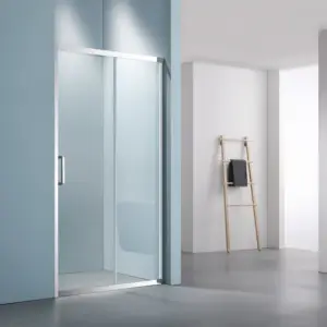 Clear Glass Shower Door Solid Hardware Aluminum Frame Sliding Shower Screen