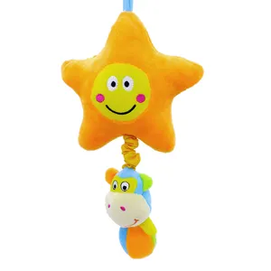 Baby Muzikaal Speelgoed Opknoping Ster Met Glimlach Gezicht Pluche Baby Speelgoed Met Mooie Muziek