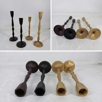 2 bougeoirs en fonte noir et or mat style antique américain pour décoration de table d'entrée, cadeau de pendaison de crémaillère, décoration de mariage