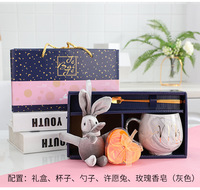 Ensemble de tasses en céramique de luxe en marbre pour couples avec cuillère, tasse à café au lait, coffret cadeau, cadeau de mariage, cadeau d'anniversaire