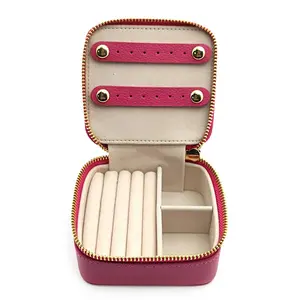 Low Moq Custom Logo Wholesale Luxury Leather Jewelry Box Organize Case Leather Mini Travel Jewelry Boxes