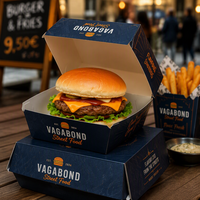 Boîte à hamburger en papier kraft biodégradable et compostable avec logo personnalisé pour la livraison de nourriture à emporter