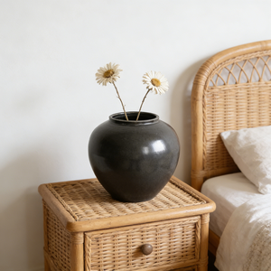 Jarrón Redondo Retro de Lujo para Arreglos Florales, Decoración para Sala de Estar y Comedor, Adorno <span class=keywords><strong>Wabi</strong></span> Negro - Product Image 5
