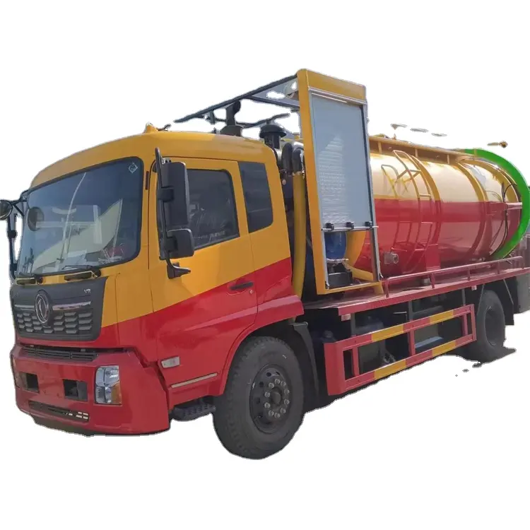 شاحنة تنظيف وتنظيف مياه الصرف الصحي عالية الضغط 15000 لتر Dongfeng VR مستعملة جديدة بمحرك مساعد