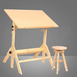 Wooden Kids Play Table Artist Drawing Desk With Adjustable Height Tabletop