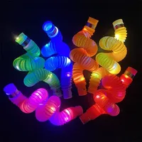 Jouet anti-stress en plastique pour enfants, avec soufflet à presser, tubes lumineux LED, jouet sensoriel pour adultes et enfants