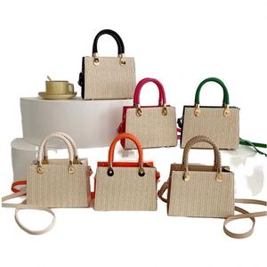 New Vintage Ladies Straw Handbag Women's Summer Beach Ladies <b>Purse</b> Woven Knitted Crossbody Shoulder Bag - Product Image 1