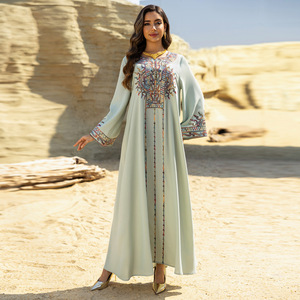 Ab461 Nouvelle <span class=keywords><strong>Djellaba</strong></span> Abaya de Dubaï, Robe <span class=keywords><strong>Arabe</strong></span> Brodée - Product Image 2