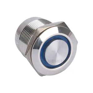 Interrupteur à bouton-poussoir LED de verrouillage étanche, interrupteur à bouton-poussoir électronique en métal de 19mm 12V