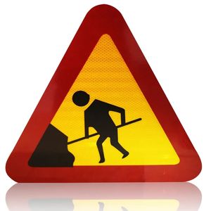 Señal de tráfico personalizada seguridad hombre en el trabajo tráfico por carretera Triángulo reflectante señal de advertencia señales de construcción con soporte - Product Image 4