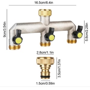 3 Ways Brass Garden <b>Outside</b> Tap Splitter 3/4" Water Taps Distributor Multi Tap Connector Faucet Splitter for Hose Pipe Fittings - Product Image 2