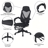 Silla de Oficina Reclinable con Respaldo Alto, Reposapiés Ergonómico, Silla de Computadora de Malla, Reposacabezas Ajustable, Silla de Oficina Giratoria