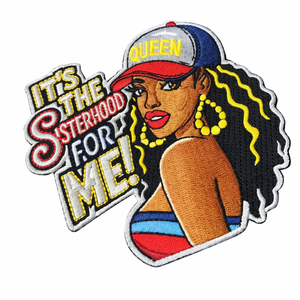 Parche Bordado Termoadhesivo con la Letra "Sisterhood Queen", Parche Moderno con la Frase "Power Black Girl" para Chaquetas, Bolsos y Ropa - Product Image 1