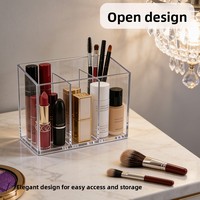 Organisateur de cosmétiques moderne et minimaliste en plastique à trois compartiments Shangyoujia, transparent, pour bureau et coiffeuse