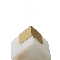 Lampadario Moderno a LED in Marmo Naturale di Alta Qualità, Lampada a Sospensione Quadrata Dorata per Camera da Letto e Negozio di Abbigliamento