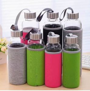 Custom Wholesale BPA Free Large Size <b>Sport</b> Glass Water Juice <b>Bottle</b> with Leak-Proof Stainless Steel Lid and Sleeve - Product Image 6