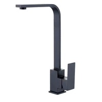 Robinet d'évier de cuisine carré noir mat en acier inoxydable SUS304, mitigeur chaud/froid rotatif à 360 degrés à levier unique