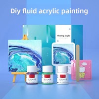 Ensemble de peinture à l'eau-Peinture fluide peinture bricolage technique de coulée créative paquet de matériel fait à la main Kit de planche à dessin