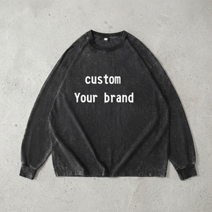 T-shirt personnalisé vintage délavé à l'acide 100% coton à manches longues grande taille imprimé style streetwear vente en gros sweat-shirt personnalisé - Product Image 3