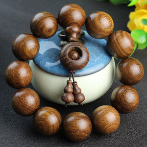 สร้อยข้อมือไม้จันทน์ทอง 12 มม. รูปทรงลูกบอลสไตล์ชาติพันธุ์สำหรับผู้ชายผู้หญิงของขวัญเครื่องประดับ - Product Image 1