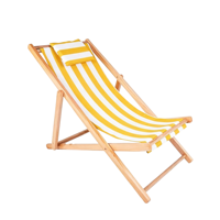 Chaise de plage en bois confortable à rayures colorées personnalisées avec tissu Oxford 600D, inclinable, pliable, portable, pour une personne