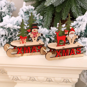 Decoraciones navideñas para mesas de comedor, escaparates, hoteles y centros comerciales; trineo de madera colorido para ensamblar. - Product Image 3