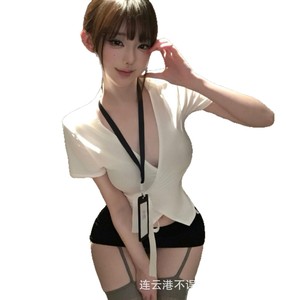 Sexy secretary bodycon skirt set for a sexy nighttime lingerie look, perfect for secretaries. (qqny flirtatious small-breasted - Product Image 5