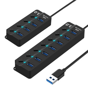 Hub <span class=keywords><strong>USB</strong></span> 3,0 4 7 puertos de alta velocidad <span class=keywords><strong>Multi</strong></span> Splitter adaptador de corriente interruptor indicador LED para MacBook Laptop Pc accesorios de computadora - Product Image 2