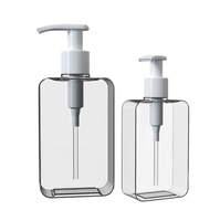 Bouteille pompe carrée en plastique PETG 200ml 300ml, flacon de shampoing scellé avec bouchon à vis et pulvérisateur, MOQ 50 pièces en stock