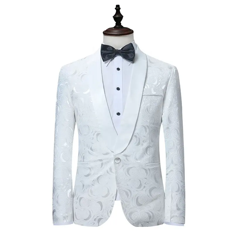 Casual Plus Size Stylish White Wedding One Button Suit Slim Fit Arket Blazer Men Suit Trajes De Hombre