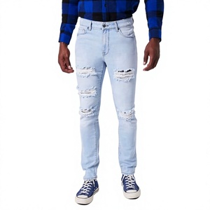 Venta al por mayor 2026 Jeans rectos desgastados para hombre, ecológicos, de cintura media, estilo urbano, corte regular, de mezclilla elástica - Product Image 1